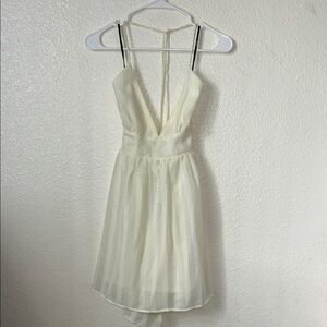 Forever 21 Cream Striped Backless Dress